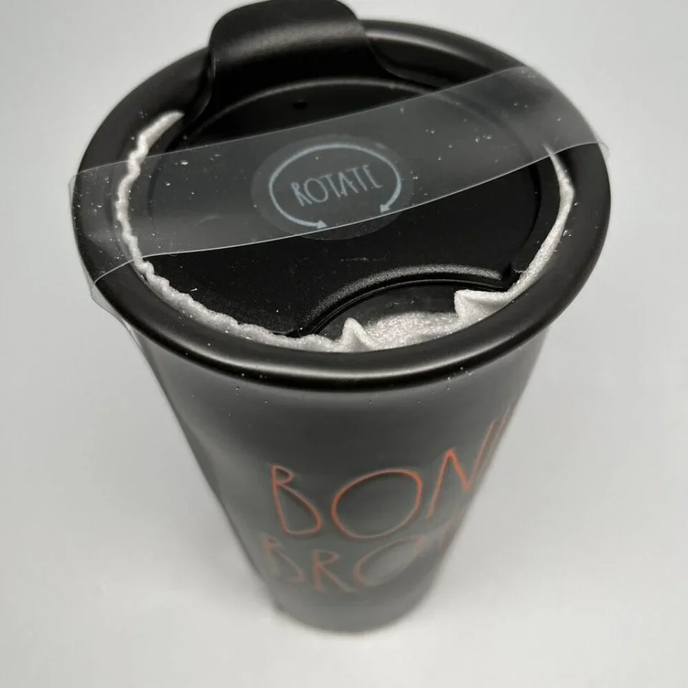 NEW Rae Dunn Bone Broth Ceramic Travel Mug Cup Coffee Tumbler Halloween Witch